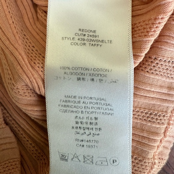 Re/Done Women's Pointelle 100% Cotton Top Pink Size Small - Picture 7 of 7